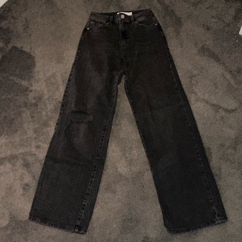 Black distressed wide leg Jean from Garage